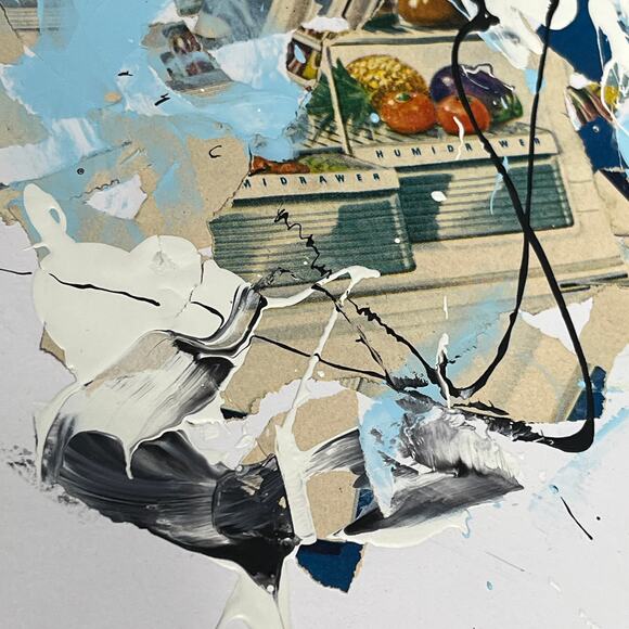 Original Abstract Art Collage Painting 11x14 1950s Westinghouse Refrigerator Ad - Picture 3 of 6